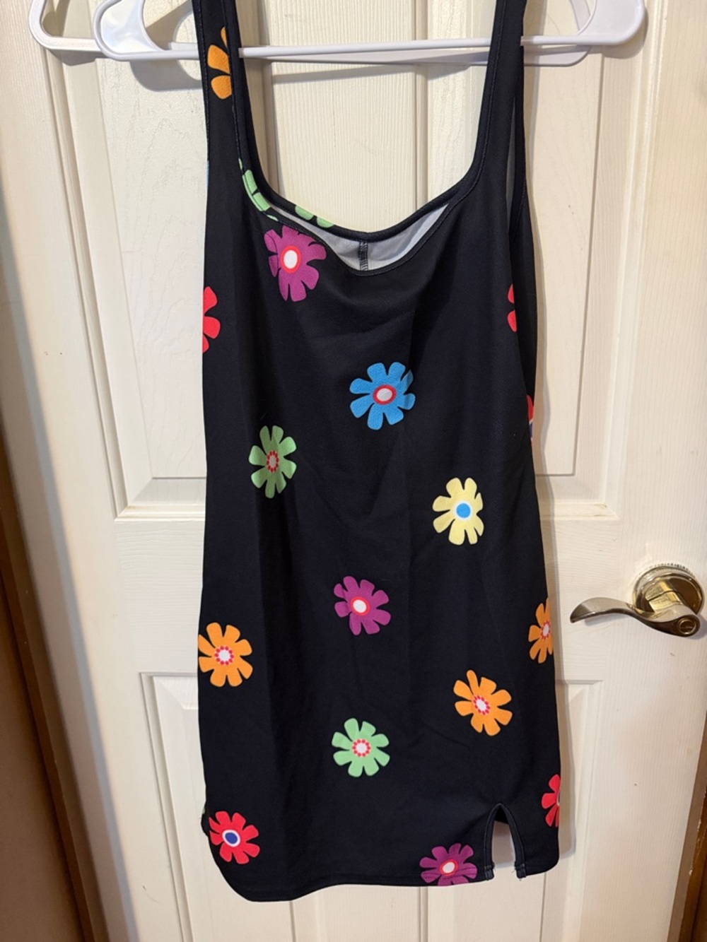 SHEIN Black Tank Top with Multicolor Floral Print